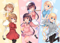  :d ;( bangs banned_artist black_footwear black_hair black_legwear blend_s blonde_hair blue_eyes blue_skirt blunt_bangs broken_heart closed_eyes club_(shape) diamond_(shape) dress dual_persona frown glaring hair_between_eyes heart heart_hands highres hinata_kaho holding holding_tray hoshikawa_mafuyu leer loafers maid multiple_girls multiple_views open_mouth pantyhose pink_skirt red_dress sakuranomiya_maika school_uniform serafuku shaded_face shoes short_hair skirt smile stile_uniform sweater thighhighs tray turtleneck twintails v waitress white_legwear white_skirt yellow_skirt yukiha_kanade  rating:safe score: user:bot