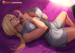 1girls bed_sheet blonde_hair boruto:_naruto_next_generations bottomless brown_eyes busty cleavage facial_mark female female_only hand_on_own_chest huge_breasts kasai_x3 kimono lejeanx3 mature mature_female milf naruto naruto_shippuden solo tied_hair tsunade twintails rating:Questionable score:160 user:UnrealHarbor