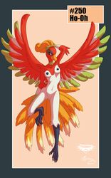 4_toes anthro barefoot beak black_nipples breasts claws closed_mouth color female female_only flying hand_on_head ho-oh looking_at_viewer mingchee nipples notorious84 nude open_eyes pokemon raised_arm red_eyes solo species_name vulva wings rating:Explicit score:27 user:bot