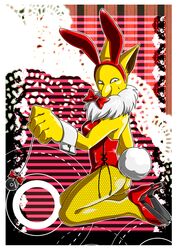 5_fingers anthro ass bowtie bunnysuit clothes color fake_ears fake_tail female female_hypno female_only holding hypno kneeling looking_at_viewer looking_left open_eyes pointy_ears pokemon side_view solo tail yellow_eyes rating:Explicit score:10 user:bot