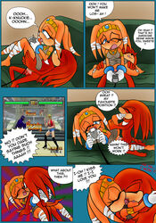 anthro areola balls big_breasts blue_eyes breasts closed_eyes comic dialog echidna english_text erect_nipples erection eye_contact female gaming hair kissing knuckles_the_echidna male nipples nude orange_hair penetration penis precum purple_eyes pussy pussy_juice raianonzika red_hair sega sex sonic_(series) text tikal_the_echidna vaginal_penetration video_games wet wet_pussy rating:Explicit score:15 user:bot