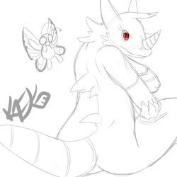 ass breasts butterfree color female kaeko nintendo nipples nude partially_colored pokemon red_eyes rhydon sitting sketch tagme tail rating:Explicit score:5 user:bot