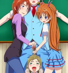 1boy 3girls age_difference blonde_hair blue_eyes blush brown_hair censored classroom clothing cum cum_in_mouth cum_string cum_trail cumdrip double_handjob ejaculation embarrassed erection facial female friends gangbang green_eyes group_sex hair hair_ribbon happy happy_sex houjou_hibiki houjou_maria human humiliation long_hair male masamune_ouji mature minamino_kanade mother mother_and_daughter multiple_females multiple_girls open_mouth oral orange_hair penis penis_grab pleasure_face ponytail precure pretty_cure ribbon school_uniform schoolgirl sex short_hair shy skirt smile spread_legs suite_precure tekoki testicles tied_hair tongue twintails two-handed_handjob yoshida_suika rating:Explicit score:53 user:bot