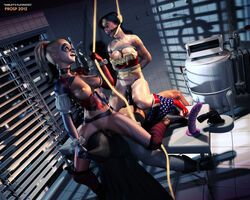 1boy 2012 2girls 3d 3d_(artwork) batman batman_(series) big_breasts black_hair blonde_hair bondage dc dc_comics facesitting female femdom ffm_threesome forced_partners gag gagged harley_quinn justice_league lasso_of_truth male nipples noose prosp pubic_hair strangling tagme threesome wonder_woman wonder_woman_(series) rating:Explicit score:27 user:bot