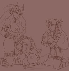 1girls 2futas areolae balls big_balls big_breasts bimbo bimbo_futanari breasts deep_blowjob deep_throat deepthroat demoness elf fellatio female futa_on_female futanari futanarization ganda ganondorf garter_belt gerudo high_heels holding_leg_up huge_breasts huge_cock humanoid hylian interracial line_art lingerie link male_to_futa monochrome nude oral oral_sex penis pierced_nipples princess_zelda rule_63 sex spitroast the_legend_of_zelda theripoffer throat_bulge torn_clothes triforce_of_courage triforce_of_wisdom vaginal_penetration zelda_(a_link_between_worlds) rating:Explicit score:50 user:TheRipoffer