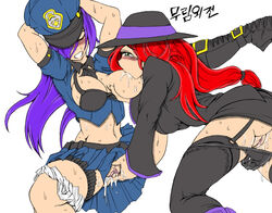 black_panties blush breast_sucking breasts caitlyn_kiramman cops_and_robbers_series crime_city_miss_fortune debonair_series fingering hair_over_one_eye kimmundo league_of_legends miss_fortune officer_caitlyn open_clothes open_shirt panties panties_around_leg panties_down pussy pussy_juice sweat tagme the_grind_series thighhighs white_panties yuri rating:Explicit score:23 user:bot