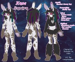  anthro cuntboy eyewear fur furry glasses heart intersex kaos_savira lagomorph lazydoogan model_sheet rabbit skirt spots  rating:explicit score: user:bot