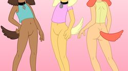 3girls anthro ass bottomless brandy_&_mr_whiskers brandy_harrington canine cleft_of_venus clothing collar_tag disney disney_channel dog dog_collar feet_out_of_frame female female_only flat_chest fur gradient_background head_out_of_frame jk mammal multiple_females pink_background pussy sandy_carington simple_background standing tag_collar tagme tattoo texas tiffany_turlington toon_disney traced uncensored rating:Explicit score:35 user:bot