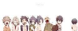  6+boys bad_id bad_pixiv_id black_hair brown_hair chrome_dokuro female gokudera_hayato hibari_kyouya highres horns katekyo_hitman_reborn! lambo multiple_boys photoshop_(medium) rokudou_mukuro sasagawa_ryohei sawada_tsunayoshi short_hair simple_background tears wavesheep white_hair yamamoto_takeshi 