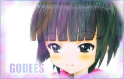  black_eyes black_hair blunt_bangs female godees ikoku_meiro_no_croisee no_nose portrait smile solo yune_(ikoku_meiro_no_croisee) 