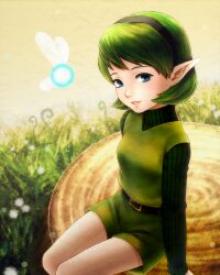  blue_eyes commentary_request ekuru_(pixiv618303) fairy female green_hair hairband pointy_ears saria_(zelda) smile solo the_legend_of_zelda the_legend_of_zelda:_ocarina_of_time 