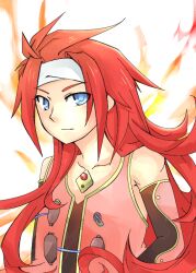  blue_eyes gem gloves headband jewel long_hair male male_focus red_hair solo tales_of_(series) tales_of_symphonia wings zelos_wilder 