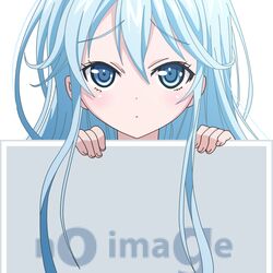  blue_eyes blue_hair commentary_request denpa_onna_to_seishun_otoko female long_hair looking_at_viewer mugen_ouka no_image peeking_out pixiv simple_background solo touwa_erio vector_trace very_long_hair 