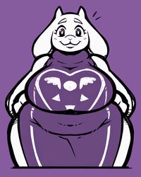  curvy fat female furry heart highres horns legendofnerd looking_at_viewer plump red_eyes solo thick_thighs thighs toriel undertale unfinished wide_sleeves 