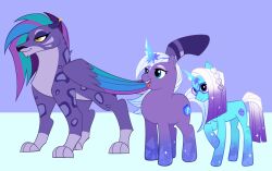  absurd_res allura_(mlp) amber_eyes auroricorn aztrial blue_body blue_eyes comet_(mlp) cutie_mark ear_piercing equid equine eyewear felid female feral fur glasses gradient_hair group hair hasbro hi_res leg_markings male mammal markings mlp_g5 my_little_pony pantherine piercing purple_body purple_eyes purple_fur purple_hair snow_leopard socks_(marking) sparkles spots spotted_body spotted_fur trio violet_frost_(mlp) white_hair wings 