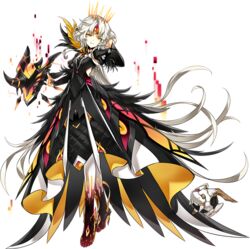  android artist_request code:_antithese_(elsword) cracked_skin crown drone earpiece electricity elsword eve_(elsword) facial_mark feathers female forehead_jewel frills full_body half-closed_eyes hand_in_own_hair highres juliet_sleeves long_sleeves looking_at_viewer moby_(elsword) official_art puffy_sleeves rectangle remy_(elsword) short_hair_with_long_locks smile transparent_background wavy_hair 