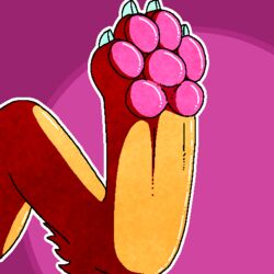  1:1 2022 abstract_background aliasing ambiguous_gender canid cel_shading claws digital_drawing_(artwork) digital_media_(artwork) feet feral foot_focus foot_shot fur glistening glistening_body glistening_fur glistening_pawpads mammal orange_body orange_fur outline paw_shot pawpads paws pink_background pink_pawpads pixel_(artwork) shaded simple_background solo theenyface white_claws 