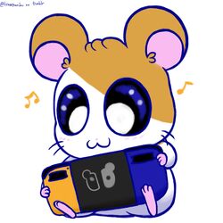  1:1 anthro blue_eyes blush cricetid electronics fur game_console gaming hamster hamtaro hamtaro_(series) lunarpanda8686 male mammal musical_note nintendo nintendo_switch orange_body orange_fur pink_nose pink_paws playing playing_video_game rodent simple_background solo white_background white_body white_fur 