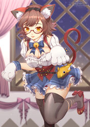  animal_ears megane nekomimi shao tail thighhighs 