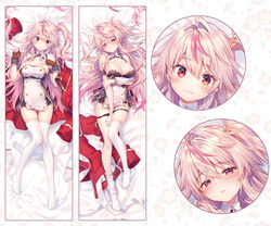  arm_under_breasts asymmetrical_legwear azur_lane bed_sheet black_panties blush breasts buttons cleavage coat collarbone commentary_request dakimakura_(medium) detached_collar expressions female fingerless_gloves floral_background from_above full_body gloves grenville_(azur_lane) hair_between_eyes hair_ornament half-closed_eyes halterneck large_breasts long_hair looking_at_viewer lying mismatched_legwear multicolored_hair multiple_views no_shoes nose_blush on_back one_side_up panties panty_pull parted_lips partially_undressed pink_hair purple_hair red_coat red_eyes riichu side_ponytail sidelocks skindentation smile streaked_hair sweatdrop thighhighs underbust underwear unworn_coat unworn_gloves white_thighhighs 