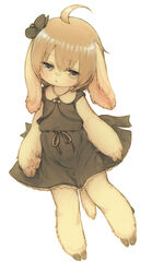  absurd_res accessory anthro black_clothing black_dress black_flower blonde_hair clothed clothing dress female feral_lemma flower fully_clothed fur hair hair_accessory half-closed_eyes hi_res kemono lagomorph leporid mammal narrowed_eyes pawpads plant rabbit simple_background solo standing white_background young 