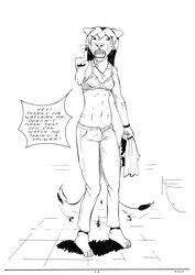  anthro bra breasts clothing drawing english_text felid feline felis female ink jewelry line_art lion lionclaw1 lionheart mammal monochrome necklace pantherine small_breasts solo text traditional_media_(artwork) underwear whiskers 