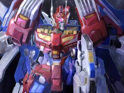  alt_text artist_name autobot blue_eyes english_commentary highres kneeling looking_to_the_side mecha mechanical_wings no_humans robot science_fiction solo star_saber_(transformers) theo_aud transformers transformers_victory watermark wings 