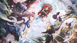  animal_ears artem_wing_(tears_of_themis) black_footwear black_jacket black_pants black_vest blue_eyes blue_sky brown_eyes brown_hair cherry_blossoms chess_piece crossed_legs dress female formal full_body green_eyes hair_ornament highres jacket long_hair looking_at_viewer luke_pearce_(tears_of_themis) marius_von_hagen_(tears_of_themis) nana895 necktie outdoors pants purple_eyes purple_hair rabbit_ears red_necktie rosa_(tears_of_themis) short_hair sky tears_of_themis throne tree vest vyn_richter_(tears_of_themis) white_dress white_hair yellow_eyes 