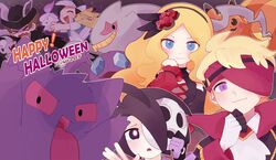  +++ 4boys :d ahoge allister_(pokemon) banette blonde_hair blush caitlin_(fall_2021)_(pokemon) caitlin_(pokemon) closed_eyes closed_mouth commentary_request female flying_sweatdrops gengar gloves hairband halloween hand_up happy_halloween headband highres hilbert_(fall_2020)_(pokemon) hilbert_(pokemon) holding holding_mask holding_pokemon jiugong_chi litwick long_hair mask mightyena morty_(fall_2021)_(pokemon) morty_(pokemon) multiple_boys official_alternate_costume pikachu pokemon pokemon_(creature) pokemon_masters_ex pokemon_swsh protected_link pumpkin purple_eyes sableye scottie_(pokemon) short_hair single_glove smile 