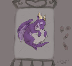  bed claws closed_eyes conditional_dnp dragon european_mythology female feral furniture horn kodardragon kodardragon_(character) lying membrane_(anatomy) membranous_wings mythological_creature mythological_scalie mythology pillow purple_body purple_skin scalie smile solo tail western_dragon wings 