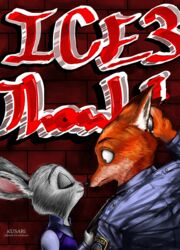  anthro canid canine disney female fox fur grey_body grey_fur judy_hopps kusari lagomorph leporid male mammal nick_wilde orange_body orange_fur police rabbit red_fox surprise true_fox zootopia 