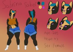  absurd_res anthro ass big_breasts big_butt breasts extinct felid female hi_res mammal model_sheet prehistoric_species saber-toothed_tiger sabertooth_(disambiguation) sabrina_(disambiguation) short solo thick_thighs wide_hips wild_inhibitions 