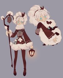  bad_id bad_twitter_id blue_eyes candleyy cookie_run cotton_(plant) cotton_cookie female headband highres holding holding_lantern holding_staff humanization lantern mole mole_under_eye solo staff white_hair 