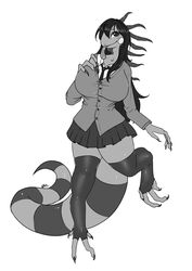  absurd_res anthro big_breasts breasts fan_character female greyscale hi_res iguana iguanid lizard monochrome natt333 reptile scalie solo 