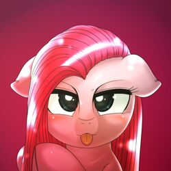  1:1 2015 behind-space earth_pony equid equine female feral friendship_is_magic hasbro horse looking_at_viewer mammal my_little_pony pinkamena_(mlp) pinkie_pie_(mlp) pony smile solo tongue tongue_out 