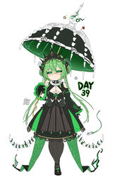  :&lt; absurdres bailingxiao_jiu bare_shoulders black_dress black_footwear black_gloves black_pantyhose black_sclera black_umbrella blush chinese_commentary closed_mouth clothing_cutout colored_sclera commentary_request dress female fire flaming_eye flower flying_saucer full_body gloves gothic_lolita green_eyes green_fire green_flower green_hair green_rose hair_between_eyes half-closed_eyes highres holding holding_umbrella juliet_sleeves lolita_fashion long_sleeves looking_at_viewer original pantyhose partial_commentary pince-nez planet planetary_ring puffy_sleeves rose shoes shoulder_cutout simple_background skull solo spacecraft spine striped_clothes striped_pantyhose ufo umbrella vertical-striped_clothes vertical-striped_pantyhose white_background wide_sleeves yellow-framed_eyewear 