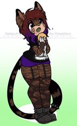  anthro burger clothing domestic_cat felid feline felis female food hair mammal moucchiato solo 