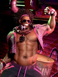  1boy 1human 1male 3d 3d_(artwork) 3d_model aviator_sunglasses bara bara_tiddies bara_tits capcom caribbean caribbean_male dark-skinned_male dark_skin dee_jay jamaican male male_focus male_only melanin muscles muscular muscular_male oirandrive shirt_open solo solo_focus solo_male street_fighter street_fighter_6 