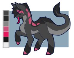  2018 4_eyes alpha_channel arozse_cain black_body black_fur chitafokkusu digital_media_(artwork) fan_character feral fur grey_body grey_fur hasbro hi_res hooves long_tongue looking_at_viewer male mammal markings multi_eye my_little_pony pink_eyes simple_background solo tatzlpony tatzlwurm tentacle tentacle_tongue tongue 