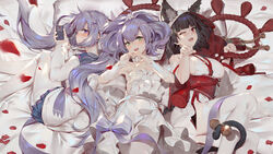  anthro azur_lane green_eyes group hms_unicorn_(azur_lane) javelin_(azur_lane) long_hair purple_eyes purple_hair red_eyes toriumi_harumi yamashiro_(azur_lane) 