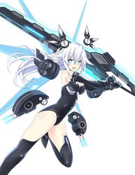  bad_id bad_pixiv_id bare_shoulders black_heart_(neptunia) blue_eyes breasts cleavage female gloves highres leotard long_hair looking_at_viewer medium_breasts neptune_(series) solo sword symbol-shaped_pupils very_long_hair weapon white_hair zero_(ray_0805) 