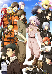  6+boys 6+girls :d :o :| ^_^ ariel_albus balthazar_grimm belt benjamin_sharif black_hair blonde_hair blue_eyes blue_sky blush boots bowl breast_pocket brown_coat brown_eyes brown_footwear brown_hair brown_skirt buttons cecil_hauer chiharu_de_lucia chijiwa_takeo claire_cruz closed_eyes closed_mouth cloud coat commentary_request crossed_arms day double_v everyone fana_del_moral formal frown glasses gradient_background green_eyes grey_hair half_updo hand_on_another&#039;s_shoulder hand_on_own_chest hand_on_own_hip headband high_collar high_ponytail hikuushi_series holding holding_another&#039;s_arm ignacio_axis insignia iria_cryschmitt kal-el_albus karino_charles light_brown_hair light_frown long_hair long_sleeves looking_at_another looking_at_viewer looking_away looking_to_the_side mio_sayla mitsuo_fukuhara mizumori_miku multiple_boys multiple_girls murasaki_kagura nanako_hanasaki noriaki_kashiwabara open_mouth patch petals pilot_suit pilot_uniform pinching pocket ponytail purple_eyes red_hair ryner_beck sakagami_kiyoaki sanada_haiji sharon_morcoz shirt short_hair short_ponytail short_sleeves short_twintails skirt sky smile suit toaru_hikuushi_e_no_koiuta toaru_hikuushi_e_no_seiyaku toaru_hikuushi_e_no_tsuioku toaru_hikuushi_e_no_yasoukyoku tucking_hair twintails v waving wavy_hair white_background white_shirt yellow_eyes 