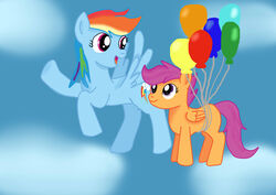  adopted_(lore) adoptive_sibling_(lore) adoptive_sister_(lore) adoptive_sisters_(lore) balloon blue_body blue_feathers blue_fur cloud cutie_mark duo equid equine feathered_wings feathers female feral flying friendship_is_magic fur hair hasbro hi_res inflatable jbond mammal multicolored_hair my_little_pony mythological_creature mythological_equine mythology open_mouth orange_body orange_fur outside pegasus purple_eyes purple_hair rainbow_dash_(mlp) rainbow_hair scootaloo_(mlp) sky skyscape smile wings young 