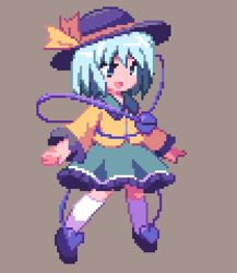  :d animated animated_png bad_id bad_pixiv_id blinking blue_eyes female hat idle_animation komeiji_koishi kou_2008 lowres open_mouth outstretched_arms pixel_art skirt smile solo spread_arms touhou white_hair 