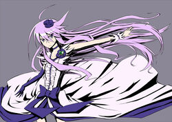  black_choker blue_flower blue_rose bow brooch choker commentary_request cure_moonlight dress elbow_gloves eyelashes female flower gloves hair_flower hair_ornament heart heart_brooch heartcatch_precure! jewelry karu_(ishiken) long_hair magical_girl precure purple_eyes purple_hair rose single_elbow_glove single_glove solo tsukikage_yuri waist_bow wrist_cuffs 