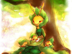  forest hahakomori hahakurimu kurumayu kurumiru leavanny nature nintendo no_humans pokemon pokemon_(game) pokemon_black_and_white pokemon_bw sewaddle swadloon tree 