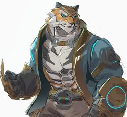  2021 anthro blizzard_entertainment bob_(overwatch) felid hi_res kemono l0sskim looking_at_viewer machine male mammal omnic overwatch pantherine robot solo tiger 