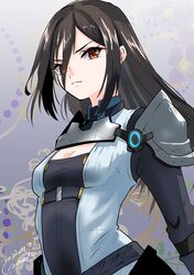  black_hair breasts cleavage cleavage_cutout clothing_cutout cosplay ethel_(xenoblade) ethel_(xenoblade)_(cosplay) female highres medium_breasts medium_hair morag_ladair_(xenoblade) nayuta-kanata red_eyes signature solo xenoblade_chronicles_(series) xenoblade_chronicles_2 xenoblade_chronicles_3 