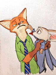  2018 3:4 anthro canid canine clothed clothing disney duo fennec_fox finnick_(zootopia) fox fully_clothed fur male mammal mortic_ox nick_wilde orange_body orange_fur red_fox true_fox zootopia 