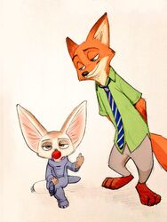  2018 3:4 3_toes anthro barefoot canid canine claws clothed clothing disney duo feet fennec_fox finnick_(zootopia) fox fully_clothed fur male mammal mortic_ox nick_wilde orange_body orange_fur plantigrade red_fox toes true_fox zootopia 